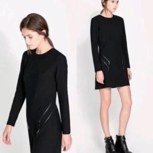 Zara Long Sleeve Shift Dress with Zippers